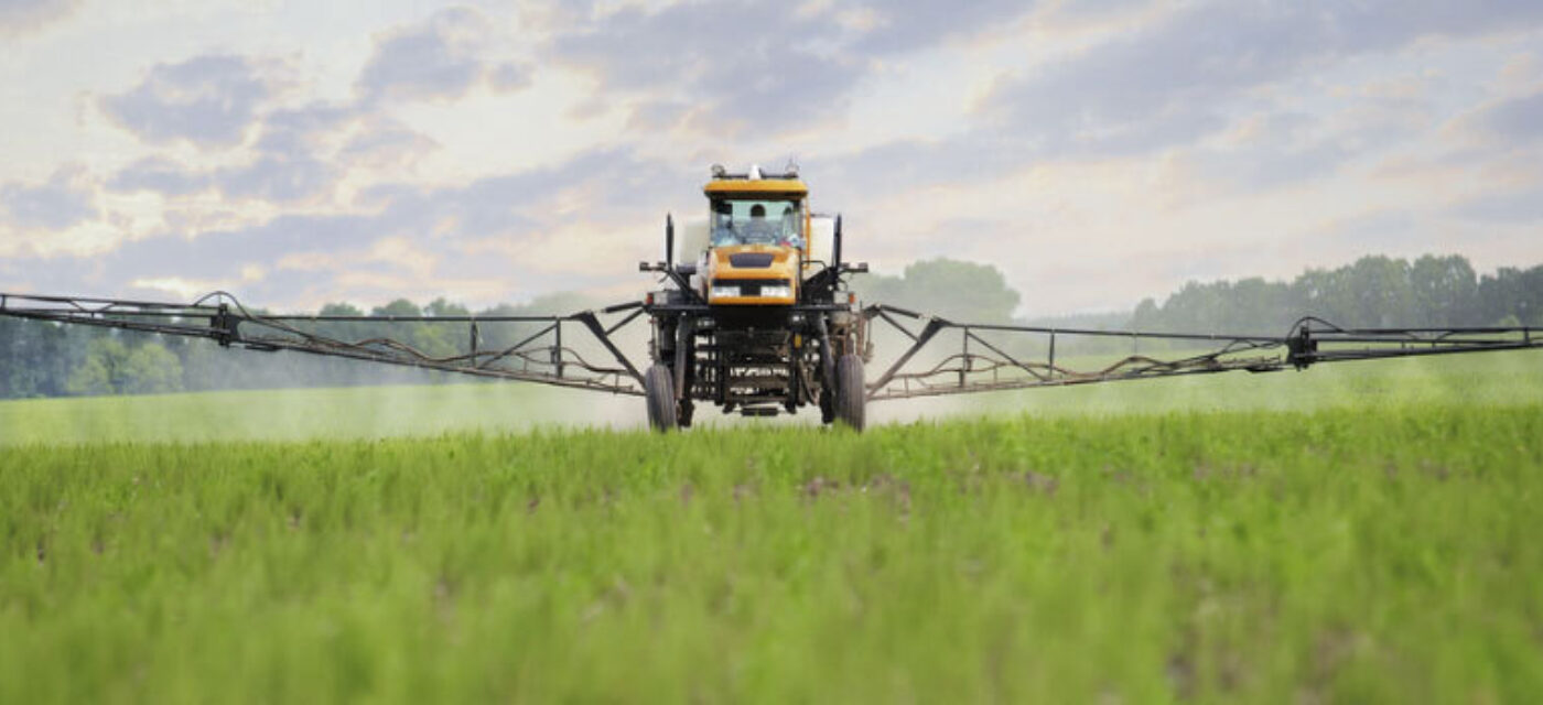 A field sprayer in a farm field
