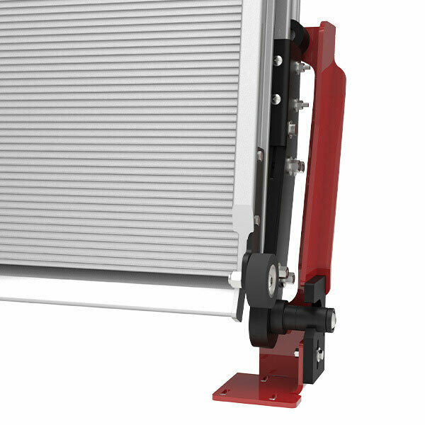 Close up on the rear inside latch highlighted in red on LSR90 Aluminum Swivel Ramp
