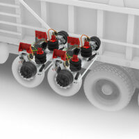 Link Auxiliary Suspension on a rendering of a dump truck