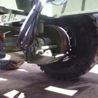 A close up on Link's tactical trailer suspension