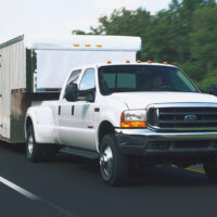 An extended pickup truck equipped with the UltraRide suspension