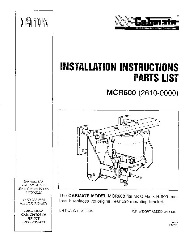 MCR600 document image - page 1