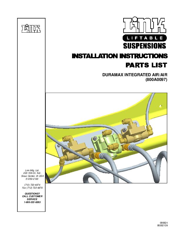 Integrated Air Over Air Control Kit document image - page 1