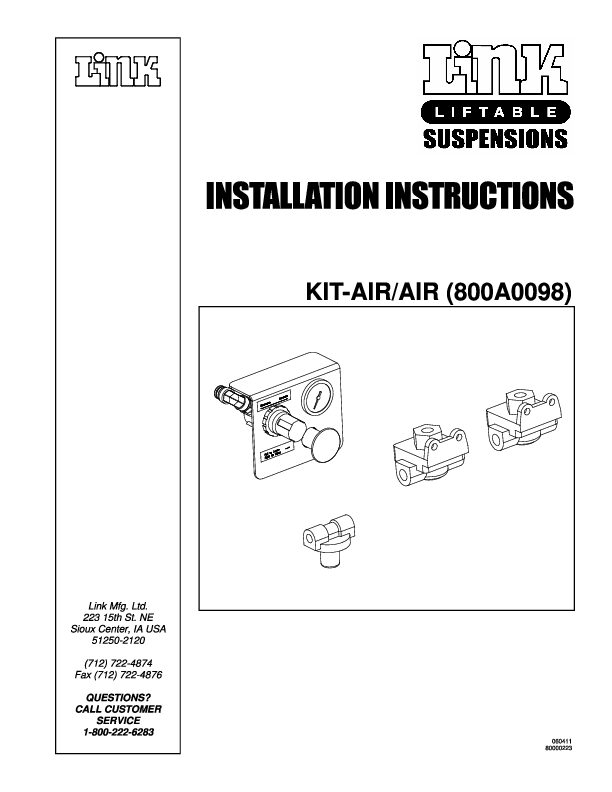 Air Over Air Control Kit document image - page 1
