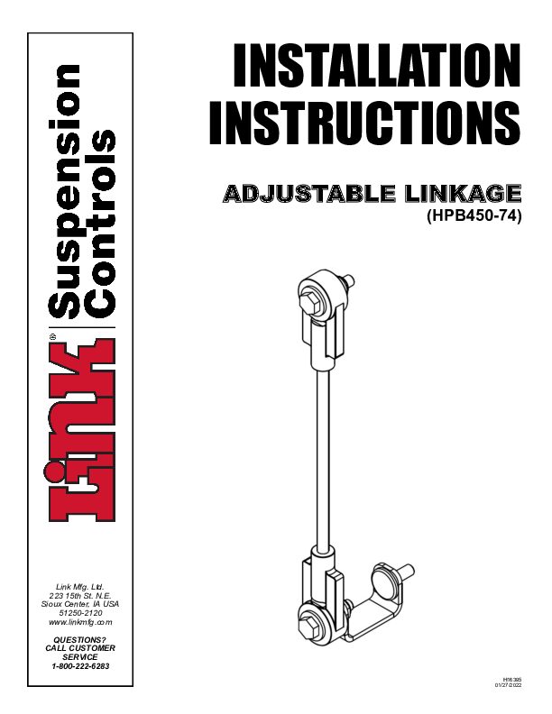 Adjustable Linkage document image - page 1