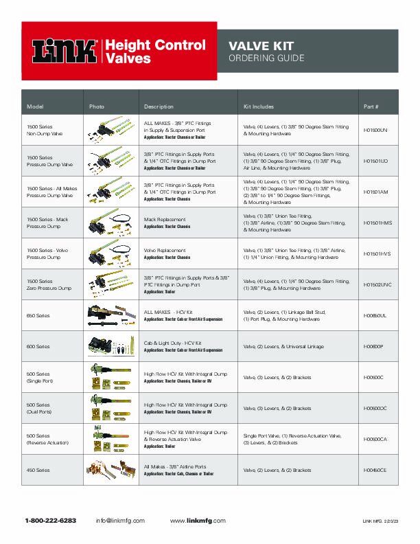 Height Control Valve document image - page 1
