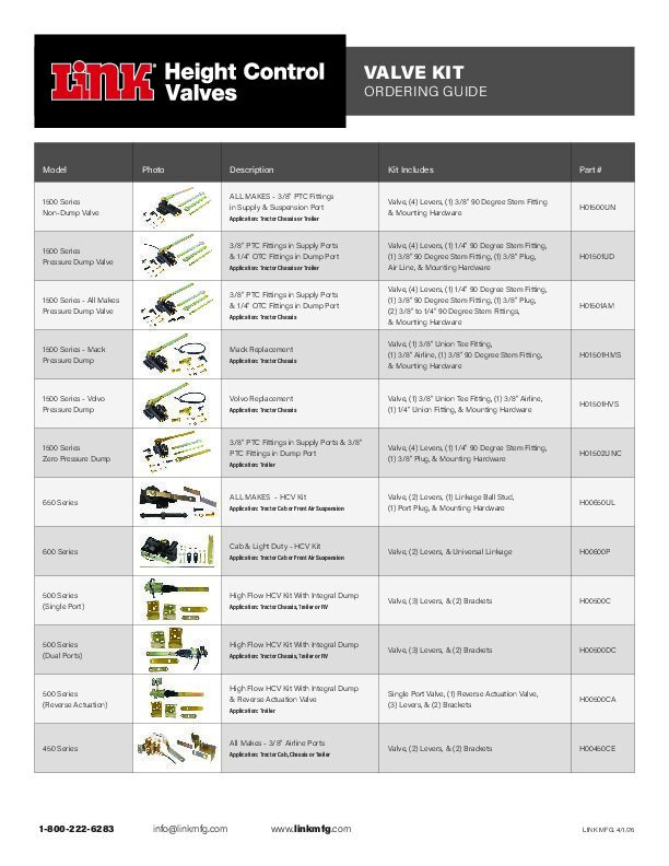 Height Control Valve document image - page 1