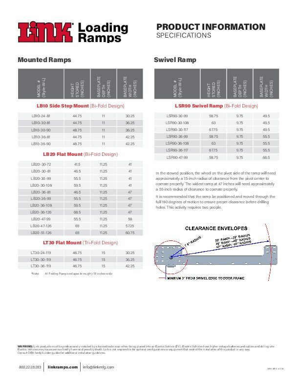 Link Ramp Specifications document image - page 1
