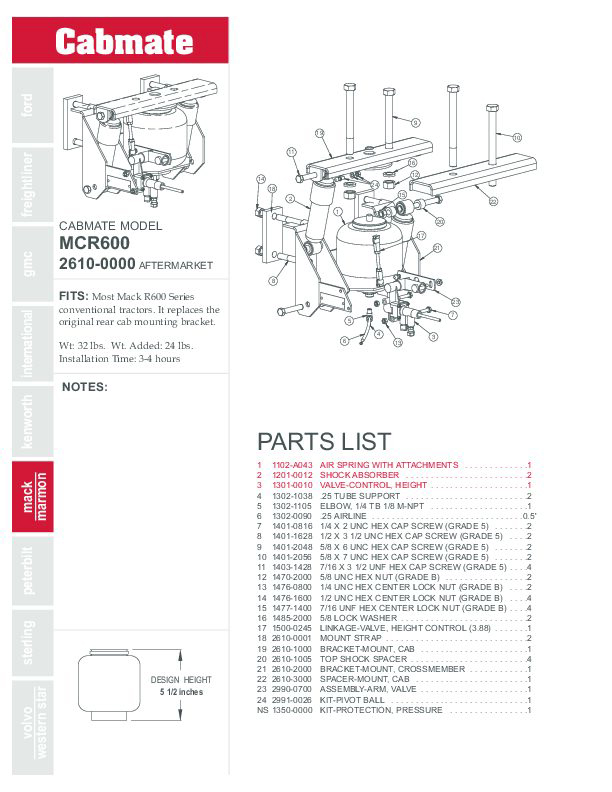 MCR600 document image - page 1