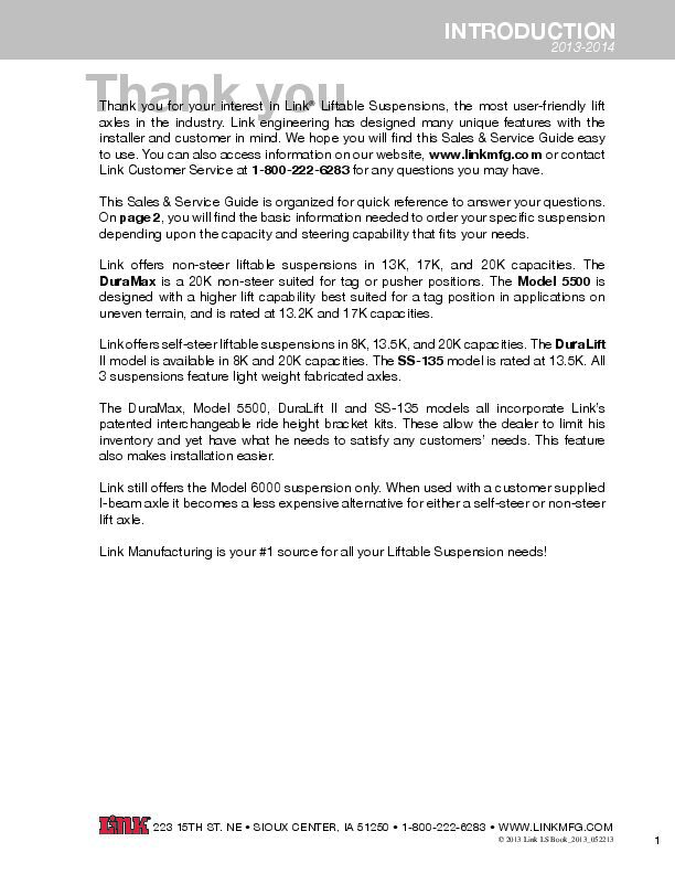 Sales & Service Guide document image - page 1