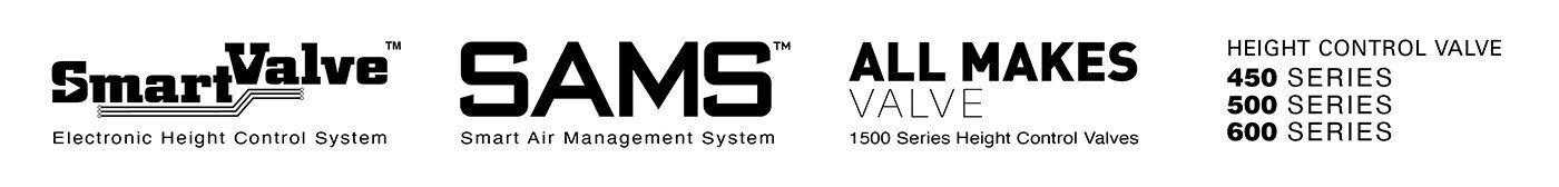 The SmartValve, SAMS, All Makes Valves and 450, 500 and 600 Series Height Control Valve logos