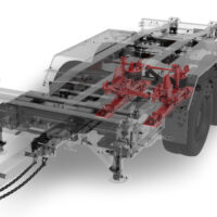 A rendering of Link's Military Tactical Trailer Suspension on a trailer