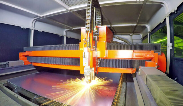 A bystronic laser cutting steel