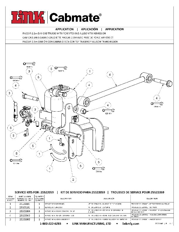 PACCAR Day Cab Rear PTO & Allison Transmission document image - page 1