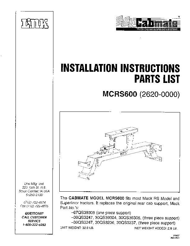 MCRS600 document image - page 1