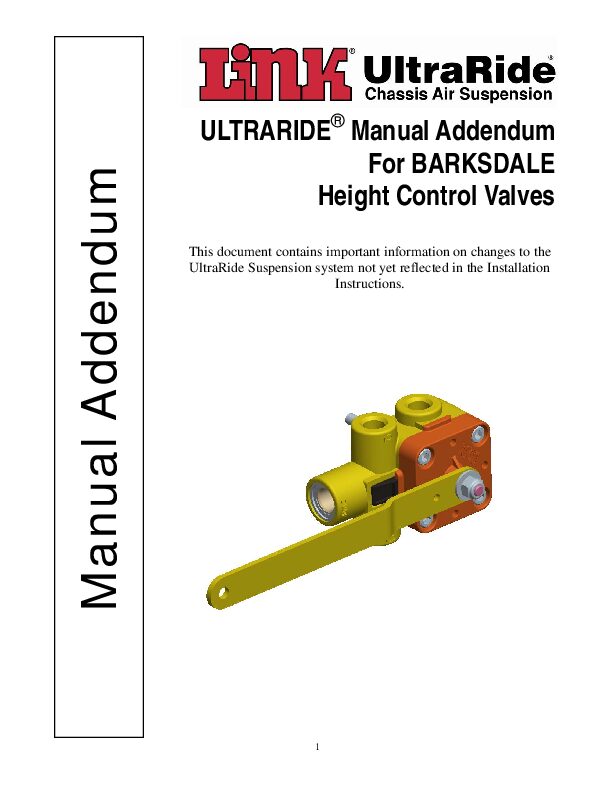 Height Control Valve document image - page 1
