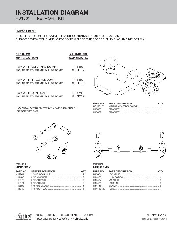 H01501 Retrofit Kit document image - page 1