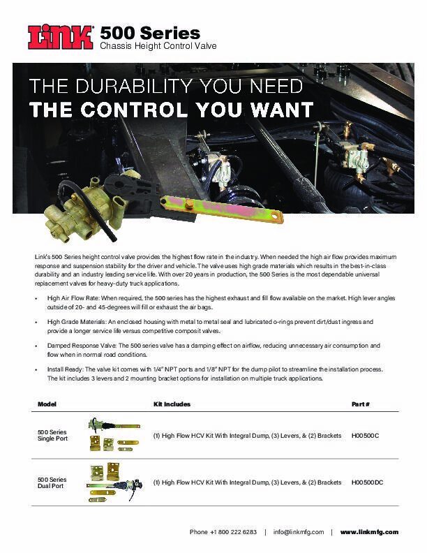Height Control Valve document image - page 1