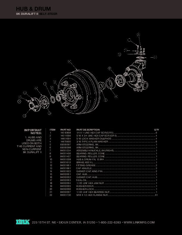 DuraLift II Hub & Drum document image - page 1