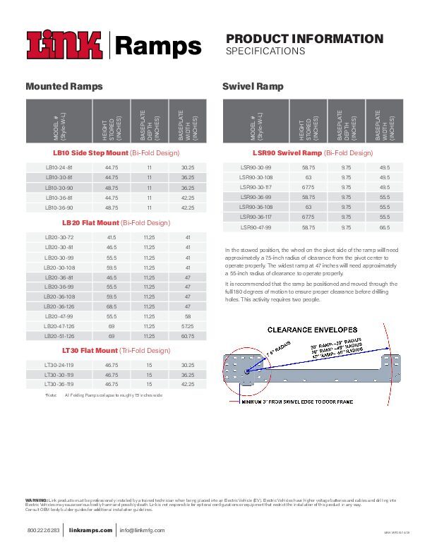 Link Ramp Specifications document image - page 1